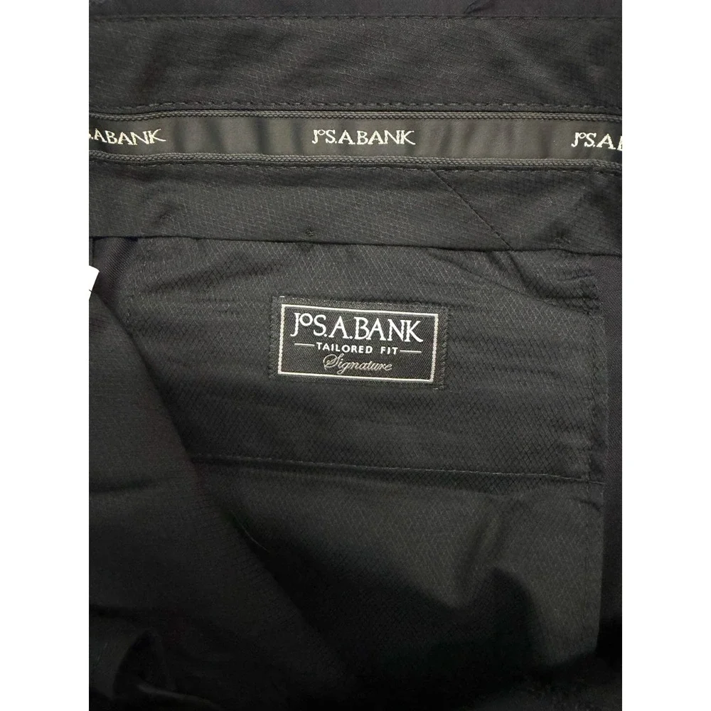 NEW Jos A Bank 35R Black Dress Suit Pants Trousers‎ Tailored Fit Flat Front Wool